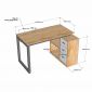 Bàn làm việc gác tủ 120x60cm gỗ cao su hệ Rectang HBRT148