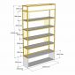 Kệ trưng bày 120x32x215cm gỗ cao su khung sắt sơn tĩnh điện KTB68284