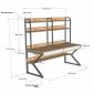 Bàn học kết hợp kệ sách 180x65x160cm gỗ cao su chân sắt sơn tĩnh điện FD68095