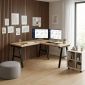 Bàn làm việc góc chữ L 140x140cm gỗ thông chân sắt hệ AConcept HBAC061