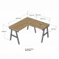 Bàn làm việc góc chữ L 140x140cm gỗ thông chân sắt hệ AConcept HBAC061