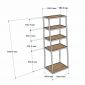 Kệ trang trí 5 tầng 60x45x160cm gỗ cao su khung sắt sơn tĩnh điện KS68381