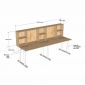 Bàn làm việc liền kệ sách 240x80cm gỗ cao su hệ TIO HBTO057