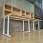 Bàn làm việc liền kệ sách 240x80cm gỗ cao su hệ TIO HBTO057