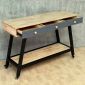 Bàn console di động có ngăn kéo 120x40x80cm gỗ cao su chân sắt CST118
