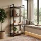 Kệ trang trí 4 tầng 40x60x140cm gỗ cao su khung sắt sơn tĩnh điện KTT68097