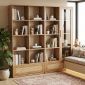 Kệ sách 182x40x180cm gỗ cao su cửa lưới mây KS68380