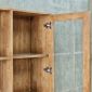 Kệ sách 91x40x180cm gỗ cao su cửa kính ngăn kéo lưới mây KS68379