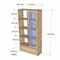 Kệ sách 91x40x180cm gỗ cao su cửa kính ngăn kéo lưới mây KS68379