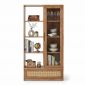 Kệ sách 91x40x180cm gỗ cao su cửa kính ngăn kéo lưới mây KS68379
