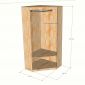 Tủ quần áo góc tường 70x70x160cm gỗ cao su TQA68107