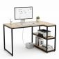 Bàn góc L liền kệ 120x80cm gỗ cao su CD68042