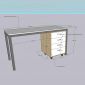 Bàn làm việc kết hợp tủ cá nhân di động 140x60x78cm gỗ cao su hệ UConcept HBUC073