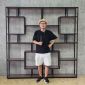 Kệ trang trí phòng khách đôi CENSOUR 200x30x200cm gỗ plywood khung sắt KTT68108