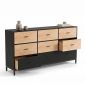 Tủ để đồ nhiều ngăn kéo 180x40x90cm gỗ cao su chân sắt KTT68110