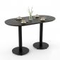 Bàn cafe hình Oval cho nhà hàng 120x60cm gỗ tràm 2 chân trụ CFD68188