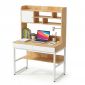 Bàn làm việc kết hợp kệ sách 100x58x150cm gỗ cao su chân sắt FD68098