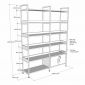 Kệ tủ trang trí 140x34x180cm gỗ cao su chân sắt KTT68121
