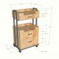 Kệ salon di động 50x30x90cm gỗ cao su khung sắt KTB68286