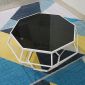 Bàn Sofa Dimond khung trắng kính đen TT68050