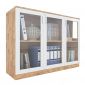 Tủ hồ sơ 2 tầng cửa kính gỗ cao su 120x40x87cm THS68026