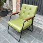 Ghế sofa đơn, ghế cafe tay viền gỗ màu xanh lá GSD68027