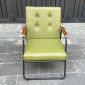 Ghế sofa đơn, ghế cafe tay viền gỗ màu xanh lá GSD68027