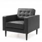 sofa đơn giật nút nệm bọc simili cao cấp màu đen