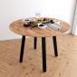 Bộ bàn ăn tròn 1m mặt gỗ và 4 ghế ăn lưng cao màu xanh CBBA052