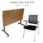 Bộ bàn ghế làm việc xếp gọn mặt bàn gỗ Plywood phủ melamin CB68164