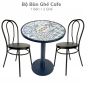Bộ bàn cafe mặt bàn gạch hoa văn và ghế sắt CBCF165