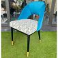 Ghế ăn nệm bọc vải hoa văn tựa lưng màu xanh GA68033