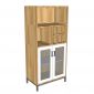 Tủ phòng ăn kết hợp tủ riệu gỗ cao su chân sắt TPA003
