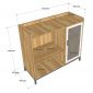 Tủ phòng ăn 100x40x92cm gỗ cao su chân sắt TPA008