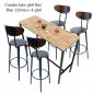 Combo bàn bar 120x45cm và 4 ghế bar mặt gỗ CBCF184