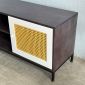 Kệ Tivi gỗ cao su cửa mây chân sắt KTV68086