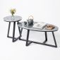 Bàn sofa đôi hình Elip mặt đá chân sắt TT68212