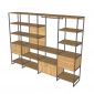 Hệ tủ kệ quần áo gỗ cao su khung sắt TQA68043