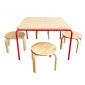 Bộ bàn mầm non vuông chân sắt và 4 ghế gỗ KGD027