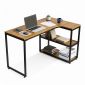 Bàn góc L liền kệ 120x100cm gỗ cao su CD68019