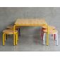Bộ bàn vuông và 4 ghế mầm non mặt gỗ chân sắt KGD026
