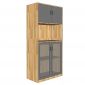 Tủ hồ sơ cao gỗ cao su 4 tầng cửa kính THS68055