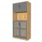Tủ hồ sơ cao gỗ cao su 4 tầng cửa kính THS68055