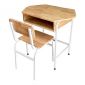 Bộ bàn ghế đơn trường học gỗ cao su chân sắt - BGHS001