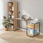 Bàn làm việc kết hợp kệ để máy in gỗ tự nhiên khung sắt BD68094