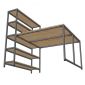 Bàn cụm 2 liền kệ gỗ cao su khung sắt lắp ráp TK071