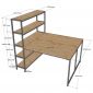 Bàn cụm 2 liền kệ gỗ cao su khung sắt lắp ráp TK071