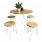 Combo bộ bàn ghế cafe tròn gỗ cao su chân sắt Hairpin CBCF258