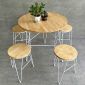 Combo bộ bàn ghế cafe tròn gỗ cao su chân sắt Hairpin CBCF258