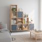 Kệ sách kệ trang trí gỗ cao su chân sắt KS68161